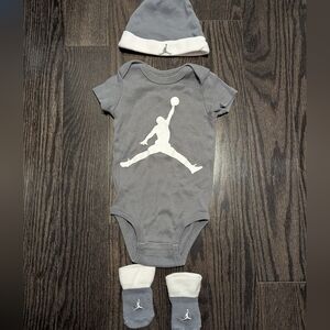 2/$35 Jordan Baby 3-Piece Outfit Set • Bodysuit, Hat & Socks • 6–12M
